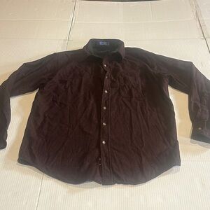 Pendleton Dark maroon black fitted Button-Up Shirt USA virgin wool tortoise bu